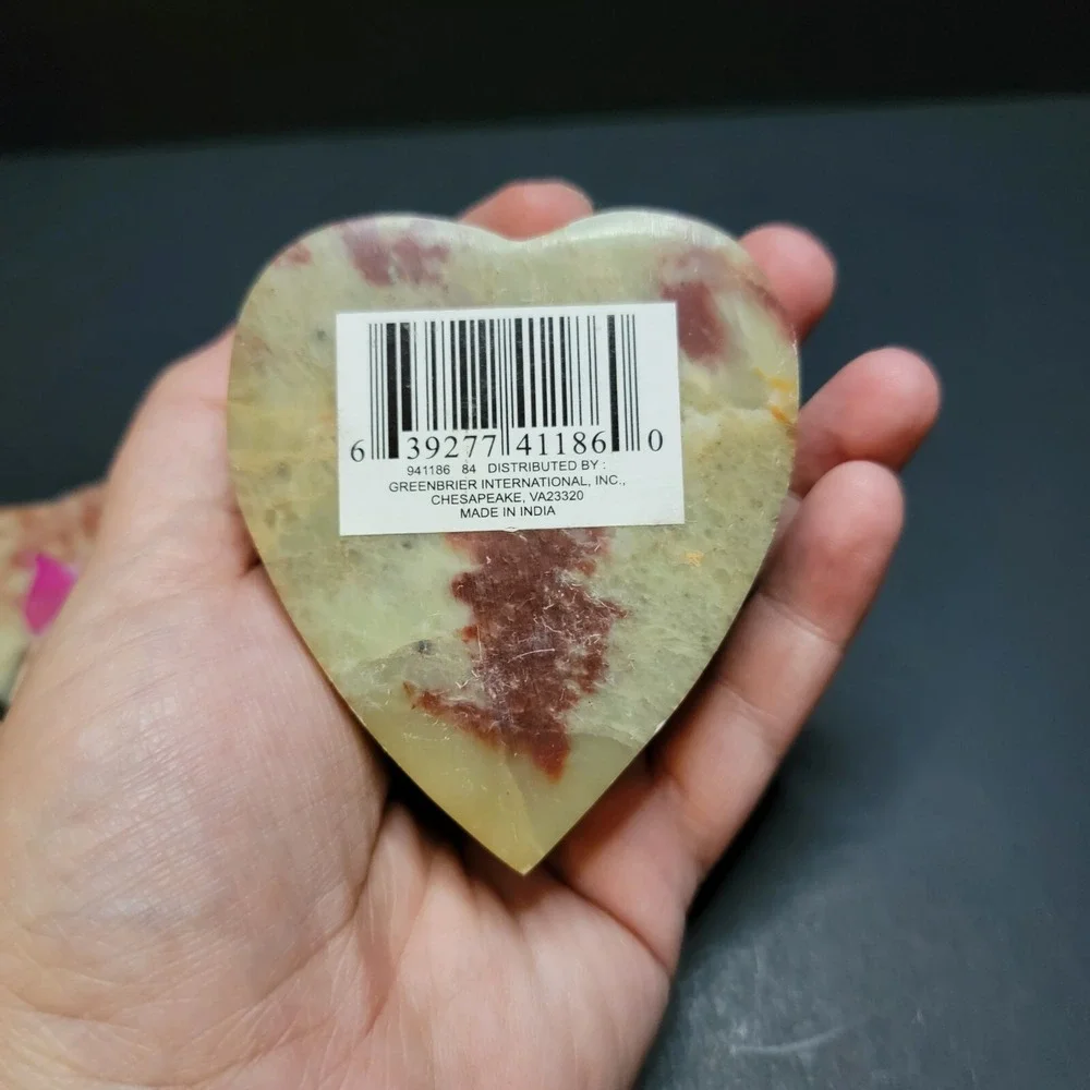 Vintage Soapstone Mother of Pearl Heart Shaped Trinket Box